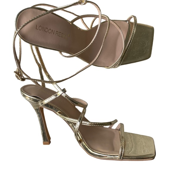 ASOS London Rebel like new women’s strappy heels in gold size 7 - Picture 5 of 9